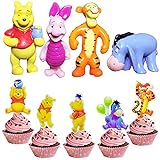 52 pcs Winnie the Pooh Birthday Cake Topper wopin- Pooh Honey Birthday Happy Brthday Piggy Adzuki Bean Tigger Cake Decoration Cake for Children