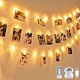 LED Fotoclips Lichterkette, mehrweg 5 Meter/Lichterketten-8 Modi 40 Foto-Clips, USB/Batteriebetrieben Stimmungsbeleuchtung,Dekoration für Wohnzimmer,Weihnachten,Hochzeiten,Party