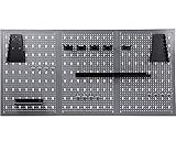 Ondis24 Werkzeugwand Metall 119,5 x 59 cm Grau – 3-teilige Lochwand mit 22-teiligem Hakenset – Wandhalterung für Werkzeuge, Bohrer, Schraubendreher & Zangen – Ordnungssystem für Werkstatt & Garag