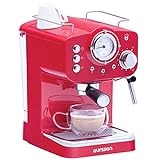 Oursson Maschine Pulver & Pads, 3 Jahre Garantie, Espresso, Cappuccino, Latte, Mokka, 15 Bar, Rot, 1, 5 Liter, EM1500/RD Kaffee Unisex Erwachsene, 1,5 l