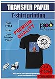 PPD A5 x 10 Blatt Inkjet Premium T-Shirt Transferpapier für alle Tintenstrahldrucker - Speziell entwickelt für dunkle Textilien und geeignet für Bügeleisen und Thermopresse - PPD-504-10