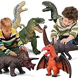6-teiliges Dinosaurier-Spielzeug für Kinder und Kleinkinder, T-Rex Triceratops, Dinosaurier-Spielzeug-Set für Dinosaurier-Liebhaber - perfekte Dinosaurier-Partygeschenke, Geburtstagsgeschenke