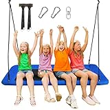COSTWAY Baumschaukel Nestschaukel 100-180cm verstellbaren Seil, Hängeschaukel 320kg Tragkraft, Mehrkindschaukel Gartenschaukel für Kinder & Erwachsene 150x80cm (Blau)