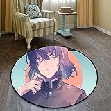 HoodieBBQ Anime Demon Slayer Home Runder Teppichboden, Teppich-Anti-Skating-Stuhl, Geeignet Für Wohnzimmer Kinderzimmer Schlafzimmer Durchmesser 80cm,A,100cm