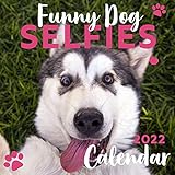 2022 Funny Dog Puppy Selfies Square Hanging Wall Calendar with hilarious Selfie Photography, Daily Weekly Monthly 12 Months Planner Calendar, Organizer