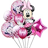 Mini maus Geburtstag Party Deko, Minni Mouse Luftballons, Party Latex Luftballons Konfetti Minni Helium Ballons für Kindergeburtstag Dekorationen, Minni Rosa Deko