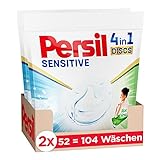 Persil Sensitive Kapsel 4in1 DISCS Vollwaschmittel (104 Waschladungen), Waschmittel für Allergiker & Babys, mit beruhigender Aloe vera für sensible Haut, effektiv von 20 °C bis 95 °C