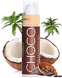 COCOSOLIS CHOCO Bräunungsbeschleuniger – Bio-Bräunungsöl mit Vitamin E & Duft nach Schokolade für schnelle intensive Bräune – Bräunungsverstärker für satte Bräune - pflegende Bodylotion (110 ml)