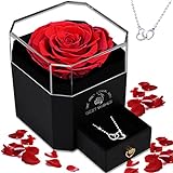 Ewige Rose Geschenkbox, Liebes Geschenk für Sie, Echte Rose für Frauen, Freundin/Mutter/Oma, Es bedeutet ich Liebe Dich, für Hochzeitstag/Valentinstag/Muttertag/Geburtstag/Jahrestag