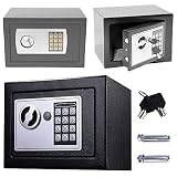 Tresor mit Schlüssel und Zifferntastatur, Schwarz Elektronischer Safe, 4.6L Hochsicherheits-Kompakttresor, Wasserdicht Geldkoffer,für Hause Büro Hotel Business Schmuck Pistole Bargeld Lagerung