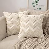 MIULEE 2er Set Wolle Kissenbezüge Dekokissen Polyster Sofakissen Weich Couchkissen Kissenbezug Zierkissenbezug Versteckter Reißverschluss für Wohnzimmer Schlafzimmer Beige 45x45