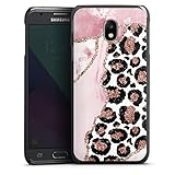 DeinDesign Hard Case kompatibel mit Samsung Galaxy J3 (2017) Schutzhülle schwarz Smartphone Backcover Leopard Glitzer Look Marmor