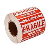 Fragile Stickers 2'x3'(50mmx76mm) 500 Labels Vorsicht Zerbrechlich Aufkleber - Handle with Care, Fragile, Thank You - Home Moving Achtung Warnaufkleber Signaletiketten Versandaufkleber Paketaufkleber