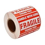 Fragile Stickers 2'x3'(50mmx76mm) 500 Labels Vorsicht Zerbrechlich Aufkleber - Handle with Care, Fragile, Thank You - Home Moving Achtung Warnaufkleber Signaletiketten Versandaufkleber Paketaufkleber