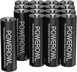 POWEROWL Akku AA 2800mAh AA Akku Wiederaufladbare 16 Stück (Geringe Selbstentladung, 1200 Zyklen) 1.2v NI-MH Wiederaufladbar AA B