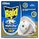 Raid Night & Day Trio Insekten Stecker, Schutz vor fliegenden & kriechenden Insekten, Stecker & 1 Nachfüller, bis zu 300 Stunden