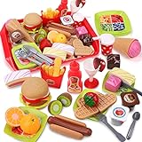 REMOKING Küchenspielzeug für Kinder, Lebensmittel Spielzeug Set, Kinderküche Rollenspiele Lernspielzeug, Spielzeug Geschenk für Jungen und Mädchen ab 3 Jahre