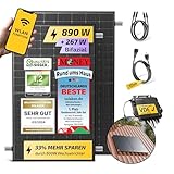 Solakon® 890W Balkonkraftwerk mit Halterung (Ziegeldach, Paarmontage) - 800W komplett Steckdose - neuester 800 Watt Wechselrichter - Solaranlage Komplettset - 445W bifaziale Solarmodule inkl Zubehö
