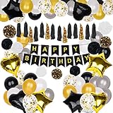 Dekoration Geburtstag Kinder Luftballons Party Geburtstag Kinder Girlande Frohe Geburtstag Happy Birthday Gold Schwarz Grau