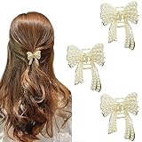 3 Stück Perlen Schmetterling Haarspangen Schleife Haarklammern Haarklammer Metall Haarschmuck Haar Spange Haar-Accessoires für Frauen Damen und Mädchen