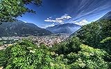 MX-XXUOUO 1000 Stück Puzzle Schöne Orte:Berge Stadtbäume Bellinzona Schweiz