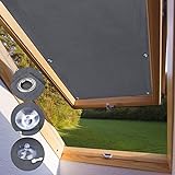 KINLO Dachfensterrollo für Dachfenster 96 x 120cm - Y87 Und 087 dunkelgrau Beschichtung Verdunkelungsrollo Sonnenschutzrollo aus Polyester mit Saugnäpfe ohne Bohren 100% Blickdicht