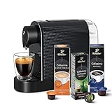 Tchibo Cafissimo „Pure plus“ Kaffeemaschine Kapselmaschine inkl. 30 Kapseln für Caffè Crema, Espresso und Kaffee | 0,8l | 1250 Watt | 11,9 x 33,7 x 24 cm | Schwarz