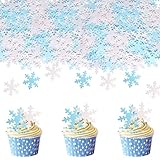 Catelves Snowflake Tortendeko Weihnachten Essbar,50 Stück Frozen Tortendeko,Essbare Tortendeko Geburtstag,Frozen Deko Kuchen Essbar,Schneeflocken Deko Torte Essbar,Esspapier Weihnachten Cupcake Topp