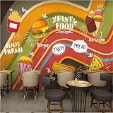 Burger & Pizza Dessert Shop 3D Tapete Poster Restaurant Schlafzimmer Wohnzimmer Sofa TV Dekorative Wand-400cm×280