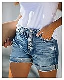 FENGKING Damen Riss Denim Shorts Sommer Hohe Taille Jeans Shorts Carled Slim Shorts XS-L (Size : XL)