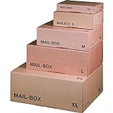 karton-billiger Mail-Box Versandschachtel, XS, S, M, L, XL in 3 Farben, 20Stück (L - 395x248x141mm, braun)