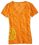 Zumba Fitness Feel The Thrill Damen-T-Shirt mit V-Ausschnitt, Damen, Gold Orange, X-Small
