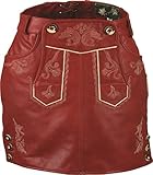 Tachten Lederrock kurz Damen -Leder Rock Vintage Damen- Nappa antik - Trachtenrock Knielang - Kurzer Lederrock Damen Tracht echt Leder alt Rot antik (32, Alt Rot antik)