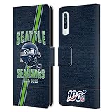 Head Case Designs Offiziell Zugelassen NFL Football Streifen 100ste Seattle Seahawks Logo Art Leder Brieftaschen Handyhülle Hülle Huelle kompatibel mit Samsung Galaxy A50/A30s (2019)