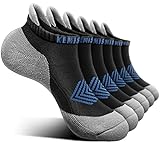 KEMISANT Socken Damen 6 Paar, Sneaker Socken Sportsocken Laufsocken Kurzesocken Atmungsaktive,Füßlinge Fersenlasche Vollkissen(6Paare-Schwarz/Nebelblau3321-43-46)
