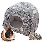 LeerKing Kleintiere Kuschelhöhle Fleece Leuchtende Bett Schlaf Nest Käfig Häuschen für Meerschweinchen Chinchillas Eidechse Nager Grau M