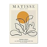 HEARSO Matisse Nordic Wandkunst Minimalistische Poster und Drucke Abstrakte Linie Koralle Leinwand Gemälde Retro-Bilder für Wohnzimmer Dekor 50x70cmx1 Kein Rahmen