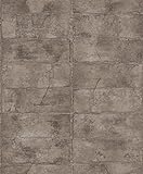 Rasch Tapete 520163 - Grau-Braune Vliestapete mit Stein-Optik und Struktur aus der Kollektion Concrete - 10,05m x 0,53m (LxB)