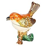 HERCHR Bird Trinket Box, handbemalte emaillierte Schmuckschatulle Bird Figur Sammlerstück Schmuck Ringhalter Einzigartiges Geschenk für Wohnkultur