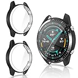 CAVN Hülle Kompatibel mit Huawei Watch GT 2 46mm Schutzhülle Schutzfolie [2-Stück], (Nicht für GT3 & GT 2 Pro) Flexibles TPU Vollschutz Displayschutzfolie Kratzfest Displayschutz Schutz Hülle Gehäuse