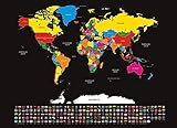 infactory Wandbild: XXL-Weltkarte mit Ländern und Flaggen zum Freirubbeln, 82 x 59 cm (Weltkarte zum Rubbeln XXL, Rubbel Weltkarte XXL, Geschenkideen)