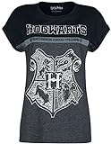 Harry Potter Hogwarts Frauen T-Shirt schwarz/grau meliert L 100% Baumwolle Fan-Merch, Filme