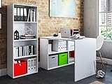 möbelando Büro-Kombi mit Regal Büroprogramm Arbeitszimmer Komplettset Büromöbel Trio 4' Weiß