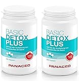 Panaceo Basic Detox plus: Veganes Medizinprodukt, zur Entgiftung des Darms, Kapseln, 2-Wochen-Kur, 2x200 Stk.
