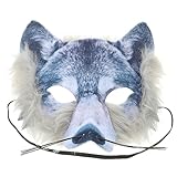 Toyvian 3D Wolf Maske Halloween Wolfsmaske Halbes Gesicht Wolfskopfmaske Realistische Gruselige 3D Tierkopfmasken für Kinder Erwachsene Karnevalsparty Kostüm Maskerade Silb