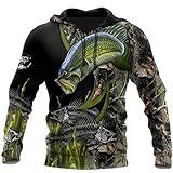 Ccoowee Bass Fishing 3D Full Printed Herren Zip Jacke Sweatshirt Unisex Hoodie Trainingsanzüge Hoodie XL