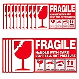 Vorsicht zerbrechlich Aufkleber Warnetiketten Aufkleber fragile leuchtrot Umzugs-Etiketten Vorsicht zerbrechlich Glas Bruchgefahr Paketaufkleber Please handle with care Etiketten 112pcs