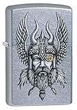 Zippo Design Winddichtes Feuerzeug, Viking Warrior Chrom, Regular