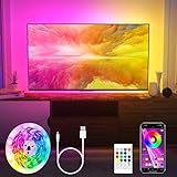 MY LAMP TV LED Hintergrundbeleuchtung,4.4M RGB Led Beleuchtung mit IC Music Sync APP-Steuerung und Fernbedienung USB LED Strip für 65-75 Zoll Fernseher,M