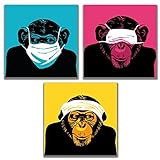 Placidu Poster mit Affenmotiv in verschiedenen Größen in 3 Farben - rahmenlose Deko Wohnzimmer Schlafzimmer - Poster Set - Wandbilder - Poster & Kunstdrucke